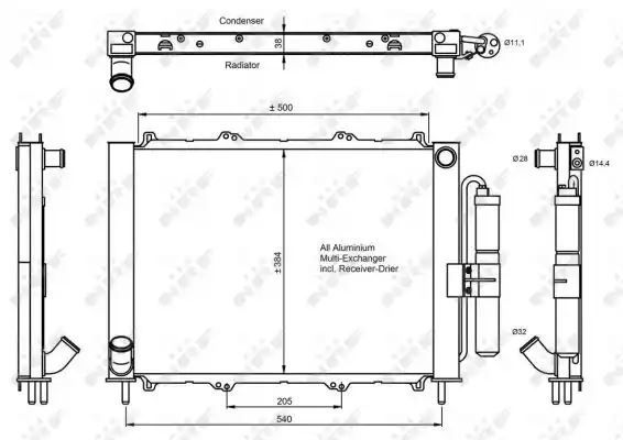 Chłodnica skraplacz klimatyzacji Renault KANGOO 1.2 1.5D 1.6 06 01-09 13 NRF 350058