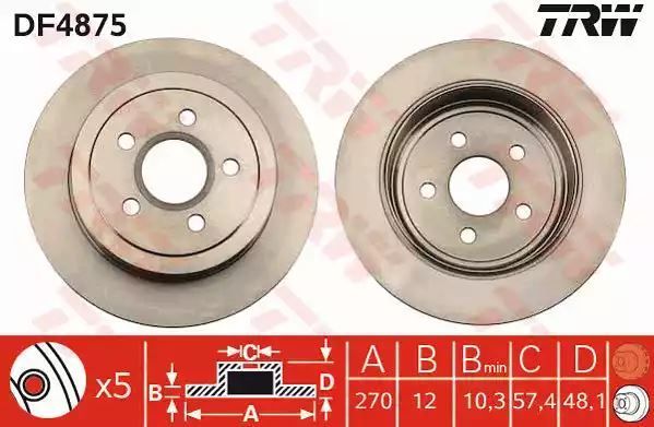 Tarcza hamulcowa tył Chrysler PT CRUISER 00- 270x9 TRW DF4875