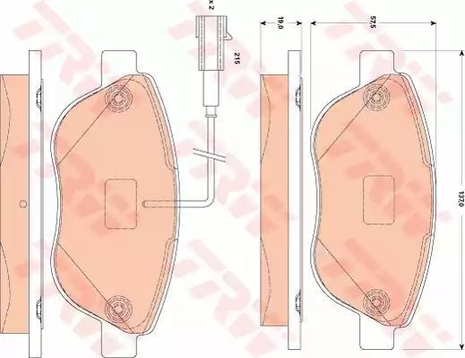 Klocki hamulcowe przód Fiat STILO 1,9D DOBLO 10- z czujnikiem TRW GDB1829