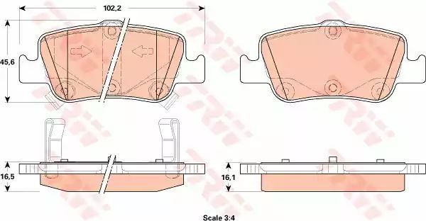 Klocki hamulcowe tył Toyota AURIS 06- z czujnikiem TRW GDB3480
