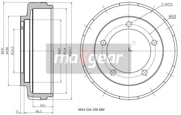 BĘBEN HAMULCOWY FORD TRANSIT 00- MaXgear 19-2305