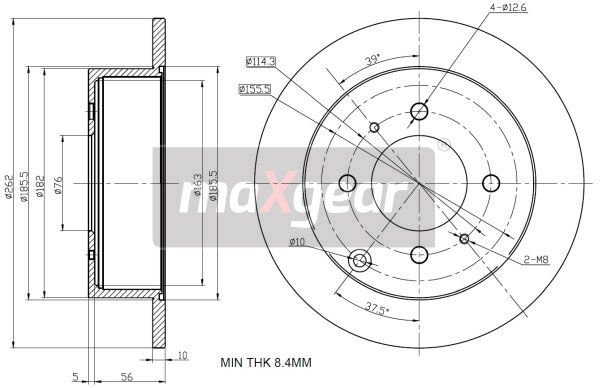 TARCZA HAMULCOWA TYŁ HYUNDAI SONATA MaXgear 19-2507