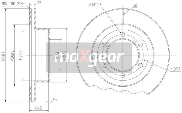 TARCZA HAMULCOWA PRZÓD TOYOTA LANDCRUISER 96- 4 RUNNER -02 319X2 MaXgear 19-2549