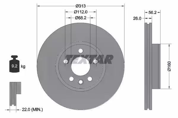 TARCZA HAM. VW P. SHARAN/T4 90-10 Textar 92109905