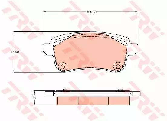 Klocki hamulcowe tył Renault ESPACE MEGANE 1,6 15- TRW 106,5x45,6x16 TRW GDB2136
