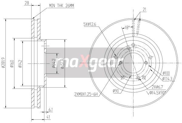 TARCZA HAMULCOWA PRZÓD HONDA ACCORD COUPE 3,0 V6 24V 98-03 MaXgear 19-3361