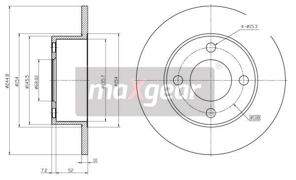 TARCZA HAMULCOWA TYŁ AUDI 80 100 Z POWŁOKĄ ANTYKOROZYJNĄ MaXgear 19-0685MAX