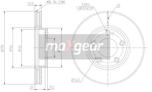 TARCZA HAMULCOWA PRZÓD MAZDA 3 Z POWŁOKĄ ANTYKOROZYJNĄ MaXgear 19-1012MAX