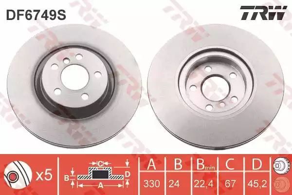 Tarcza hamulcowa przód BMW 2 X1 1,5-2,0 14- 330x24 5 OTWORÓW TRW DF6749S