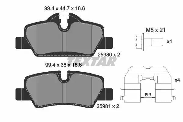 Klocki hamulcowe tył MINI COOPER ONE 1,5-2,0 13- Textar 2598001