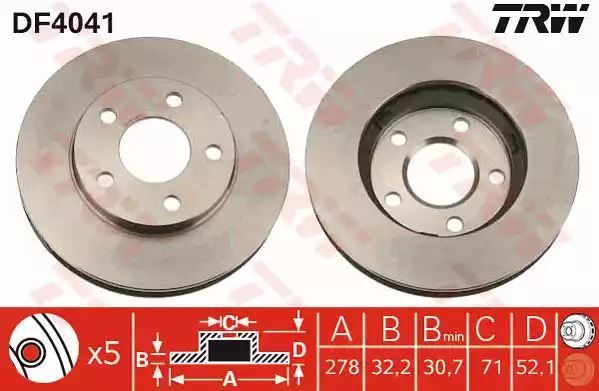 Tarcza hamulcowa przód Opel SINTRA TRW DF4041