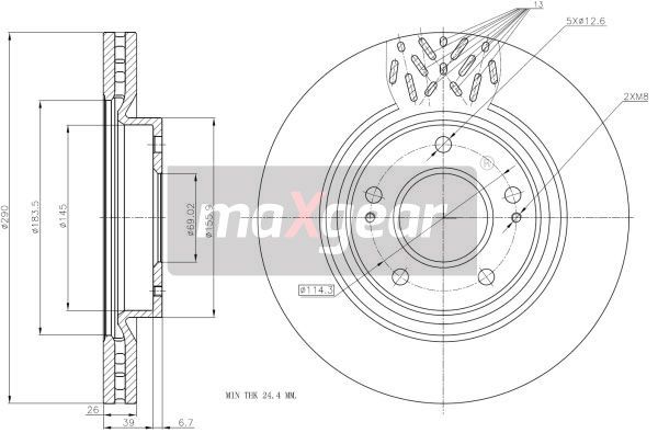 TARCZA HAMULCOWA PRZÓD MITSUBISHI GRANDIS 04- MaXgear 19-2393