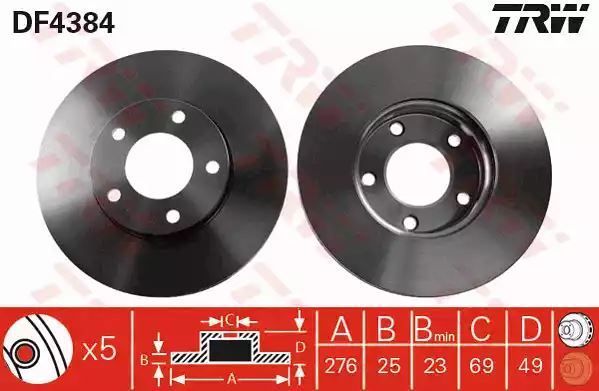 Tarcza hamulcowa przód Mazda 3 TRW DF4384