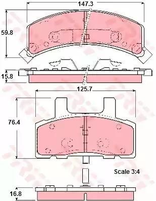 Klocki hamulcowe przód Dodge RAM 1500 93-01 TRW GDB1273