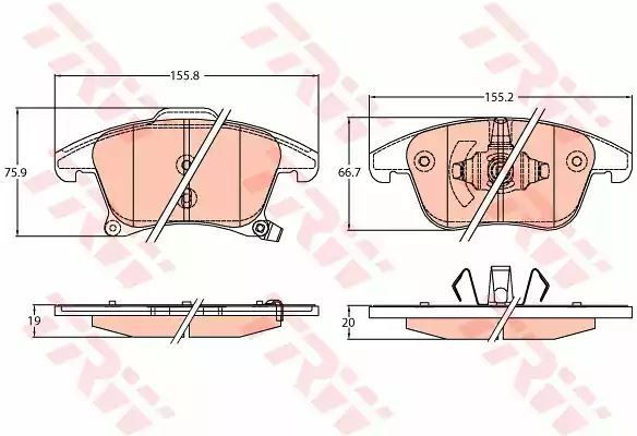 Klocki hamulcowe przód Ford GALAXY 15- MONDEO 14- S-MAX 15- TRW GDB2092