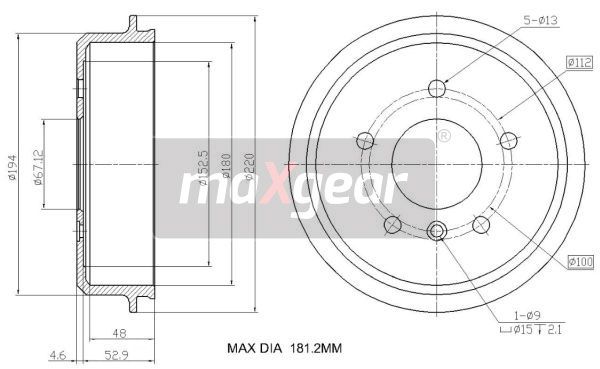 BĘBEN HAMULCOWY MERCEDES W168 A-KLASA MaXgear 19-3185