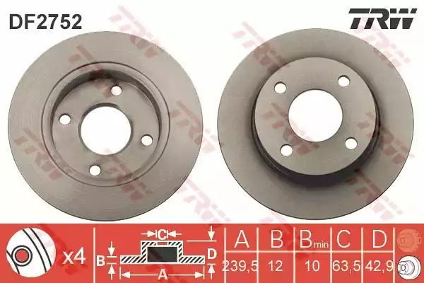 Tarcza hamulcowa przód Ford FIESTA TRW DF2752