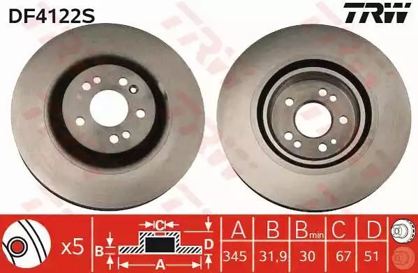 Tarcza hamulcowa przód Mercedes W163 98- TRW DF4222S