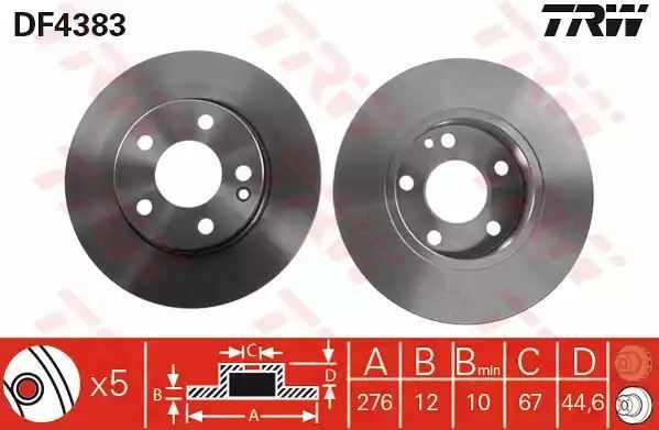 Tarcza hamulcowa przód Mercedes W169 W245 1,5-2,0 04-12 TRW DF4383