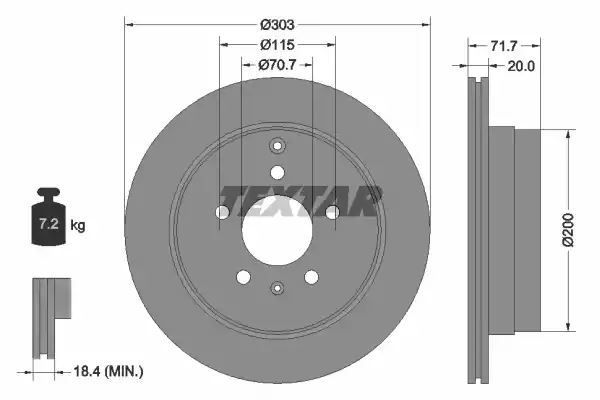 Tarcza hamulcowa tył Opel ANTARA 06- 303X20 Textar 92165503