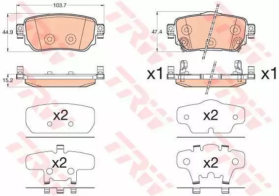 Klocki hamulcowe tył Nissan QASHQAI X-TRAIL 1,5-1,6DCI 13- TRW GDB3617