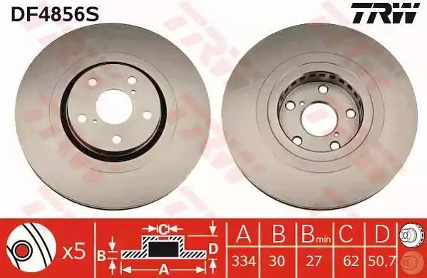 Tarcza hamulcowa przód Toyota Lexus PR TRW DF4856S