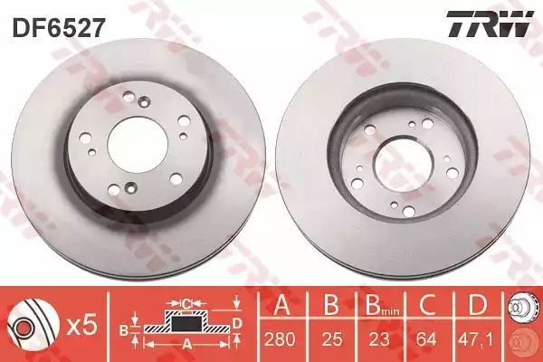 Tarcza hamulcowa przód Honda CIVIC 1,4-2,2 12- 280x25 TRW DF6527