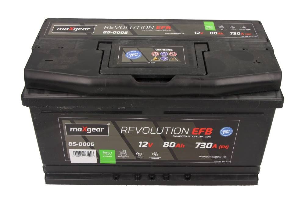 Akumulator 12V 80AH 730A L- 315X175X175 EFB MAXGEAR REVOLUTION ENHANCED FLOODED BATTERY MaXgear 85-0005