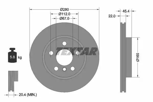 Tarcza hamulcowa przód MINI COOPER ONE 13- POWLEKANE 280X22 Textar 92279203