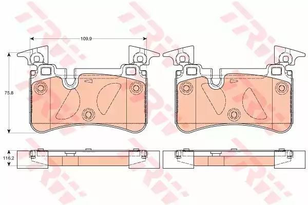 Klocki hamulcowe tył Mercedes W204 C204 R230 AMG 00- 109,9x75,8x14,8 BREMBO TRW GDB2061