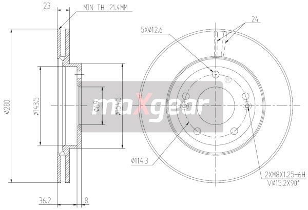 TARCZA HAMULCOWA PRZÓD HYUNDAI I30 12- KOŁA 15 MaXgear 19-3239