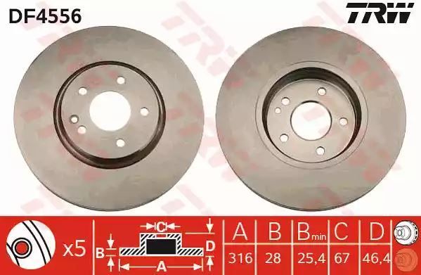 Tarcza hamulcowa przód Mercedes W210 97-03 TRW DF4556