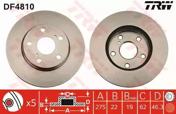 Tarcza hamulcowa przód Toyota AURIS TRW DF4810