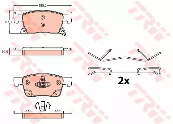 Klocki hamulcowe przód Opel ASTRA K 1,0-1,6 15- ATE z czujnikiem 155,2x62,3x19,5 TRW GDB2139