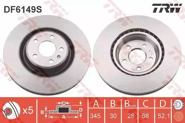 Tarcza hamulcowa przód A4 A5 07- Q5 A6 09- TRW DF6149S