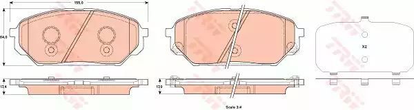 Klocki hamulcowe przód Hyundai IX55 3,0CRDI 08- TRW GDB3527