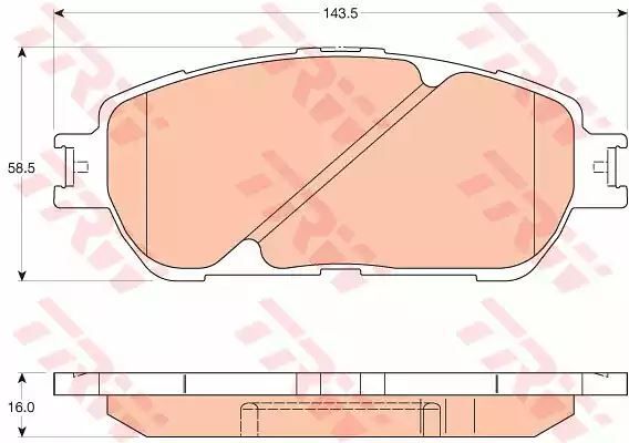 Klocki hamulcowe przód Lexus ES 3,0 01-08 143,5x58,5x16 TRW GDB3610