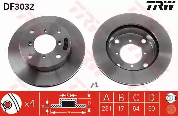 Tarcza hamulcowa przód Suzuki SWIFT TRW DF3032