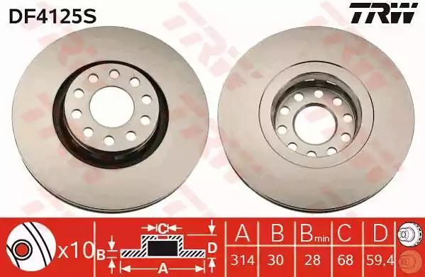 Tarcza hamulcowa przód A8 TRW DF4125S