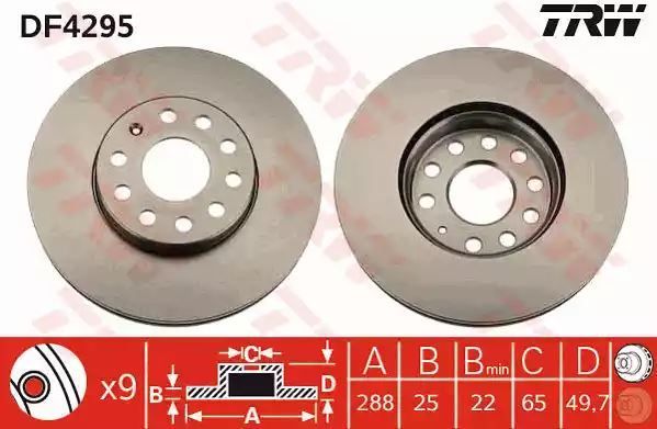Tarcza hamulcowa przód GOLF 5 A3 TRW DF4295