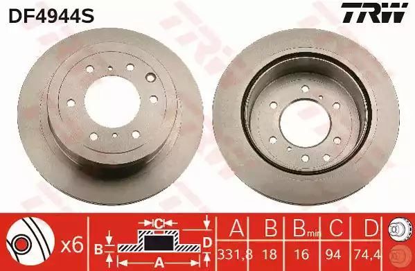 Tarcza hamulcowa tył Mitsubishi TRW DF4944S