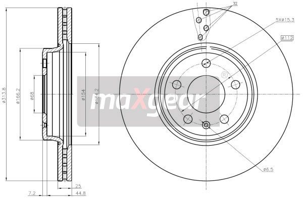 TARCZA HAMULCOWA PRZÓD A4 A5 07- Z POWŁOKĄ ANTYKOROZYJNĄ MaXgear 19-1287MAX