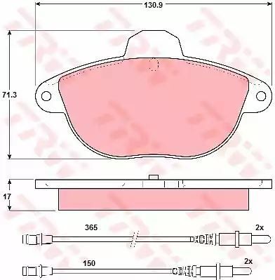 Klocki hamulcowe przód Citroen XANTIA 2,0-2,1 95-03 z czujnikiem TRW GDB1301