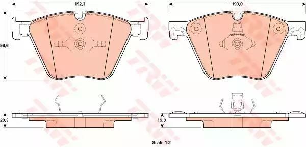 Klocki hamulcowe przód BMW 5 7 3,0-6,0 08- 192,3 193x96,6x19,8 20,3 ATE TRW GDB1915