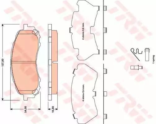 Klocki hamulcowe przód Subaru IMPREZA 02- 1,5 1,6 TRW GDB3469