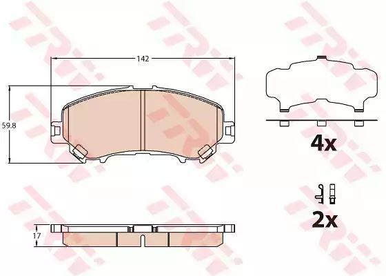 Klocki hamulcowe przód BMW 2 3 4 3,0 14- 142x59,8x17 TRW GDB3631