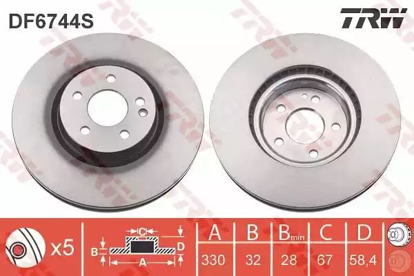 Tarcza hamulcowa przód Mercedes VITO W447 14- 330x32 TRW DF6744S