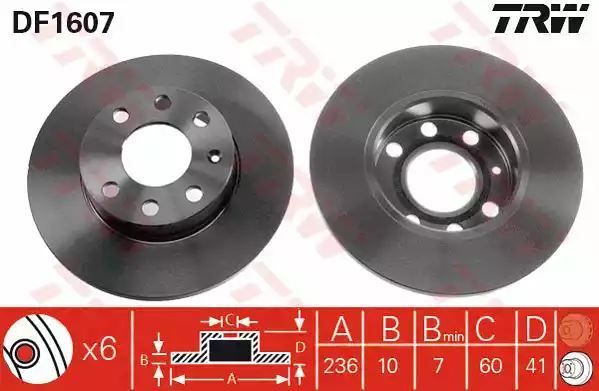 Tarcza hamulcowa przód Opel KADETT TRW DF1607