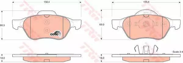 Klocki hamulcowe przód Renault LAGUNA 01- 07- TRW GDB1540
