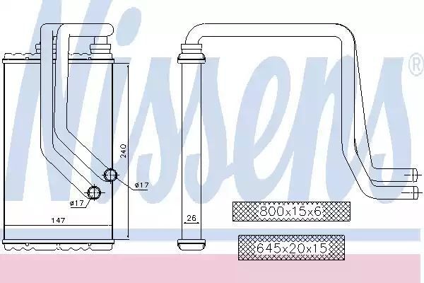NAGRZEWNICA CITROEN C4 AIRCROSS (12-), CITROEN C-CROSSER (07-), MITSUBISHI ASX (10-), MITSUBISHI LANCER (07-), MISTUBISHI OUTLANDER (07-), P Nissens 72956